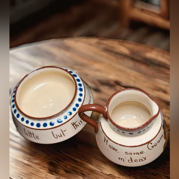 1920s English Cottage Motto Ware Cream & Sugar Basin Set - Picture 5 of 6